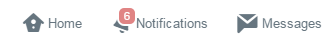 Screenshot che mostra gli elementi di UI di Twitter: le iconte Home, Notifications e Messages