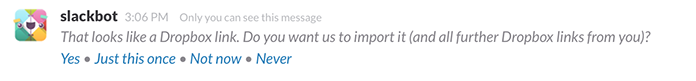 Screenshot che mostra come Slack usa i deep link