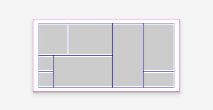 La stessa disposizione di rettangoli che rappresentano i mattoncini, ma con valori diversi per i padding x e y.