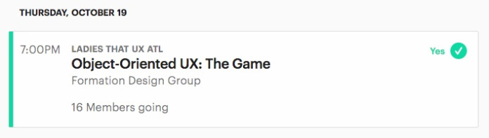Screenshot del calendario di Meetup che mostra lo stesso evento