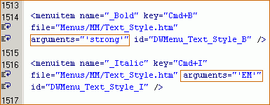 Bold to strong, Italic to em.