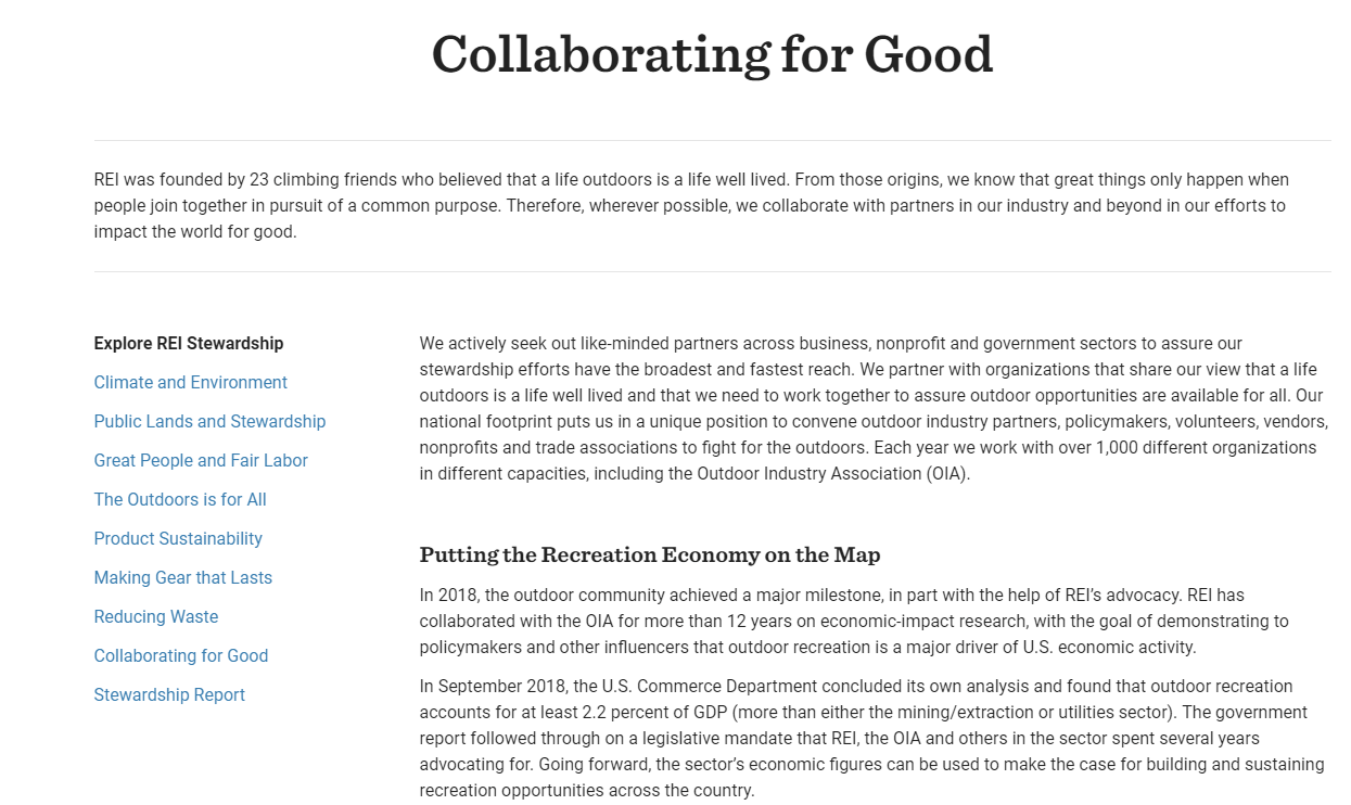 Screenshot of the Collaborating for Good website