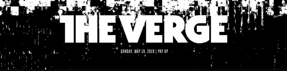 Example of the Verge’s masthead component in pixelated black and white.