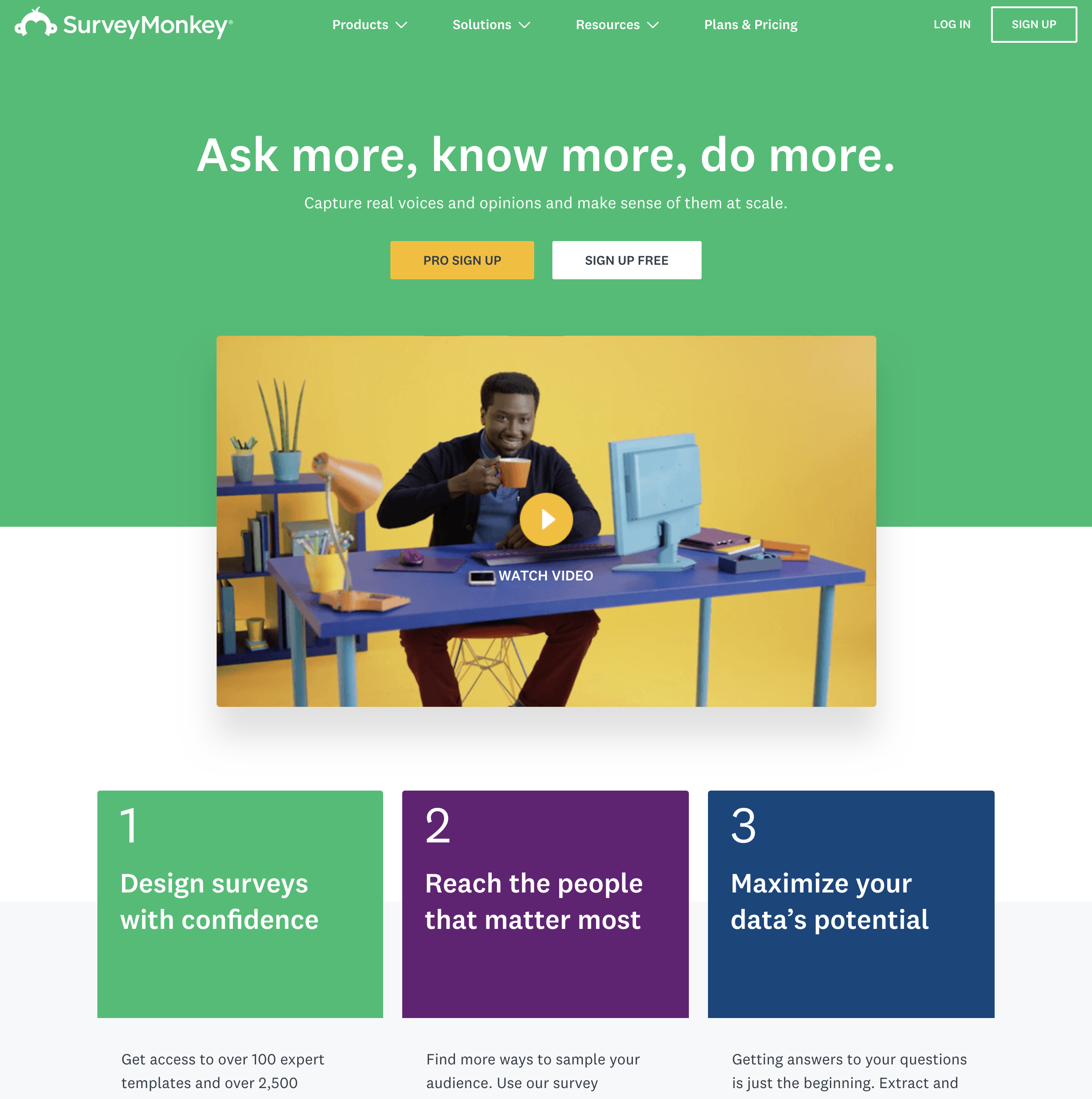 A SurveyMonkey page in English with a simple and similar aesthetic